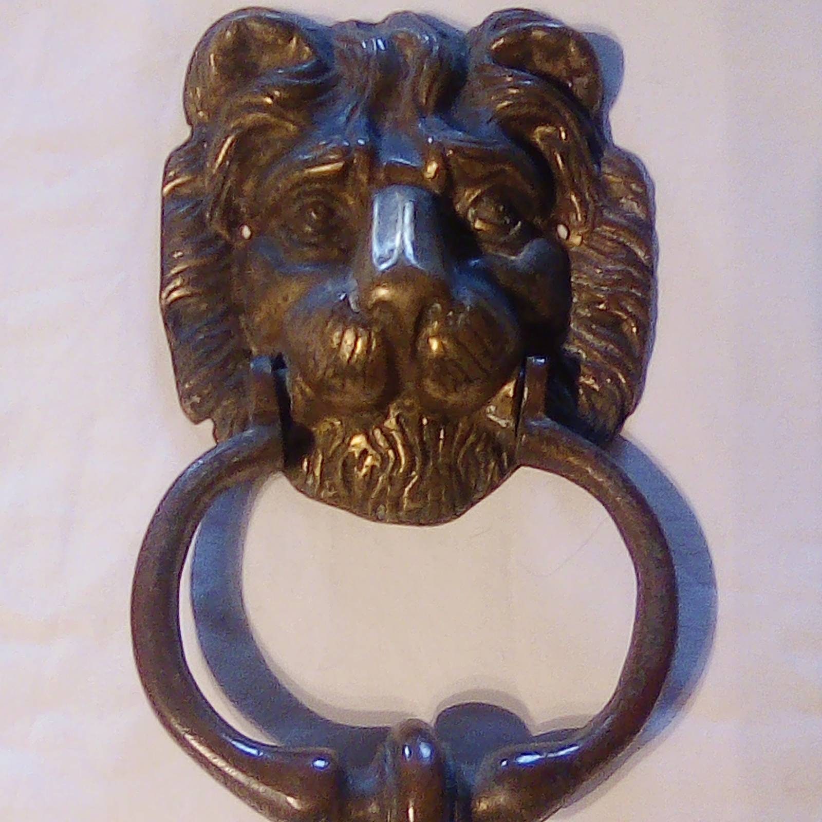 Français Laiton Lion Porte-Porte Knocker Vintage Accessoire de Porte Animalerie