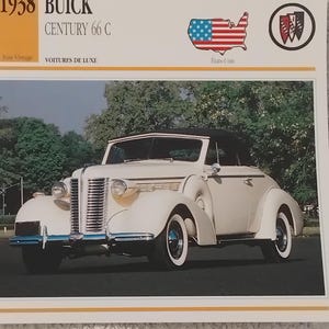 Buick Century 66C 1938  CLASSIC CAR  14x14cm photo décoration murale cadeau automobile carte de transport Litho vintage éphémères vtg