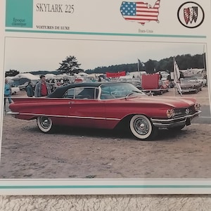 Buick skylark 225 CLASSIC CAR  14x14cm photo décoration murale cadeau automobile carte de transport Litho vintage éphémères vtg