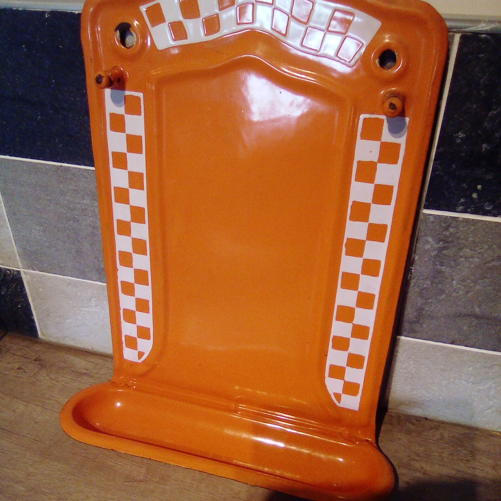 Antique/vintage French orange Enamel Utensil Wall Rack Etsy