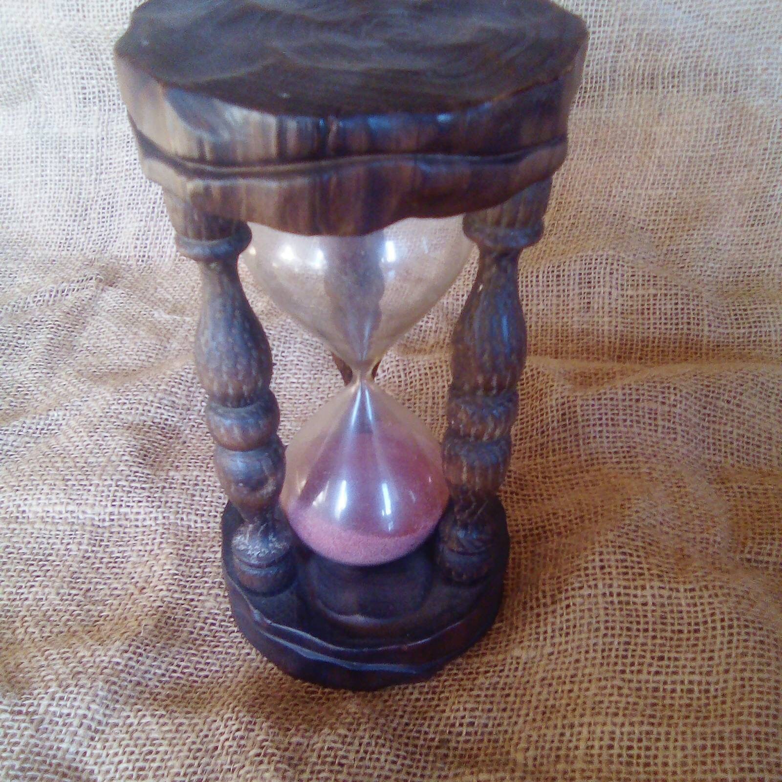 Grand Français Vintage Vintage Primitive Rustique en Bois et Verre 14 Minutes Cuisine Oeilleur avec 