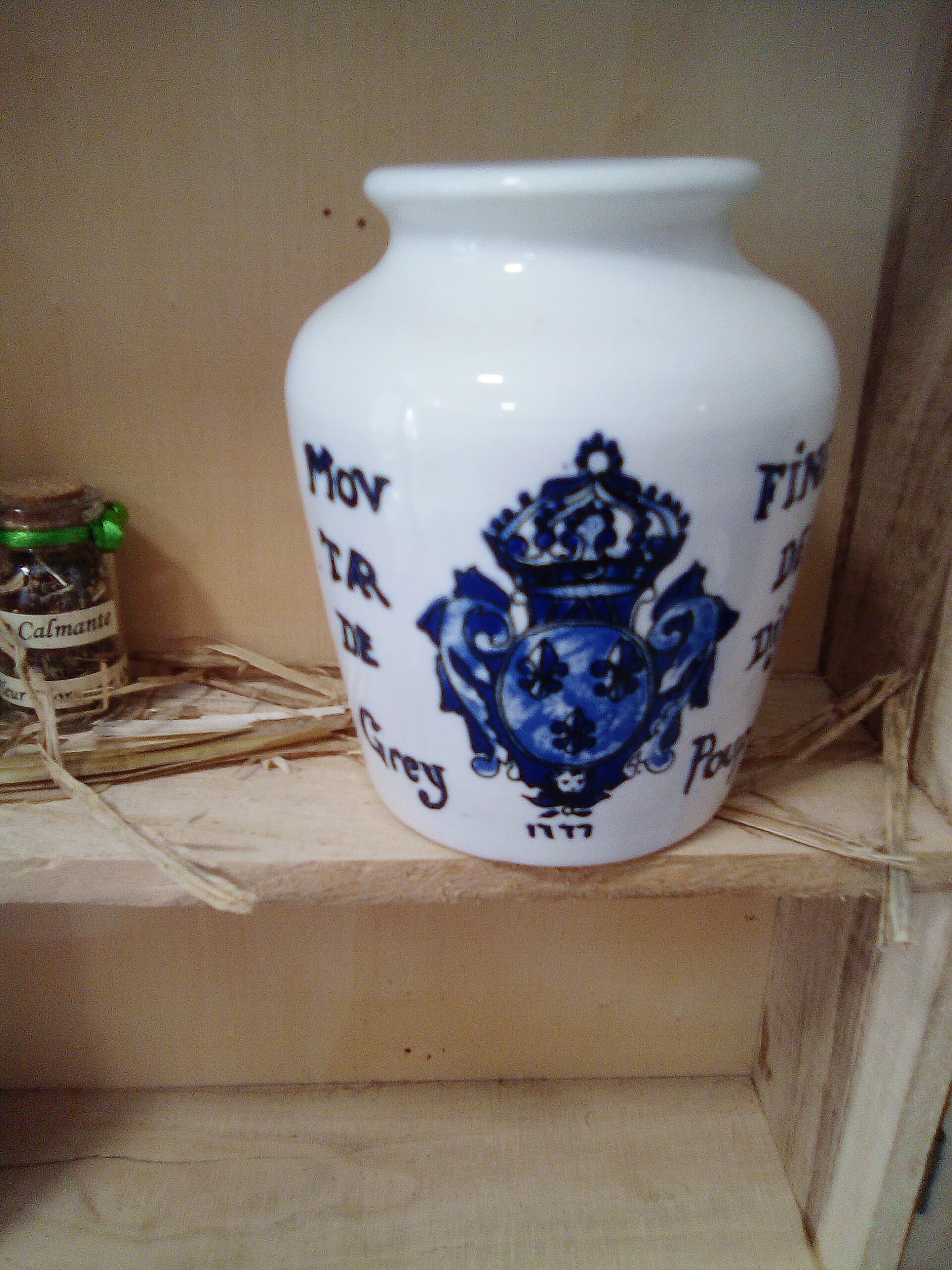 Whiteblue Rare et Insolite Céramique Vintage Pot à Moutarde Poupon Digoin Sarreguemines - Français F