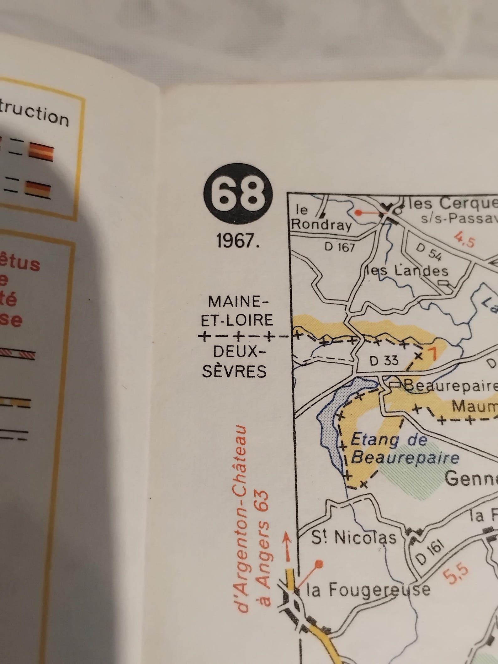 CARTE ROUTIÈRE MICHELIN 68 Niort - Châteauroux 1965 EUR 2,00 - FR