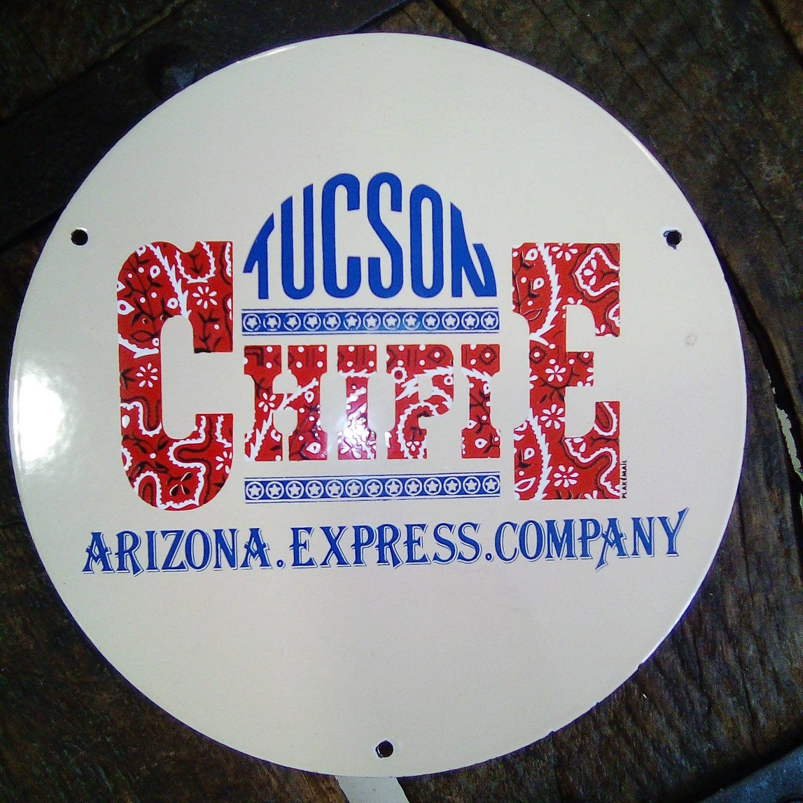 Enseigne en Émail Vintage Tucson Chipie Arizona Express Company Murale, Porte Montée Enseigne Round 