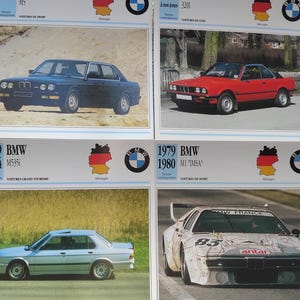 Carte photo de voiture de collection BMW vintage, spécification, image, automobile ancienne, cadeau de collection - carte française