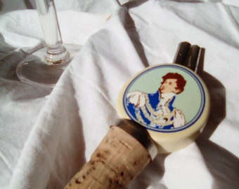 vintage KING GEORGE IV Bottle Pourer Stopper Old Scotch Whisky années 1980, Old Metal Porcelain Bottle Pourer