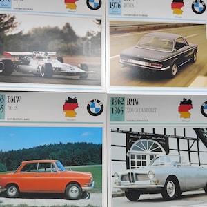 Carte photo de voiture de collection BMW vintage, spécification, image, automobile ancienne, cadeau de collection - carte française