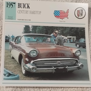Buick Century Hardtop 1957 CLASSIC CAR  14x14cm photo décoration murale cadeau automobile carte de transport Litho vintage éphémères vtg