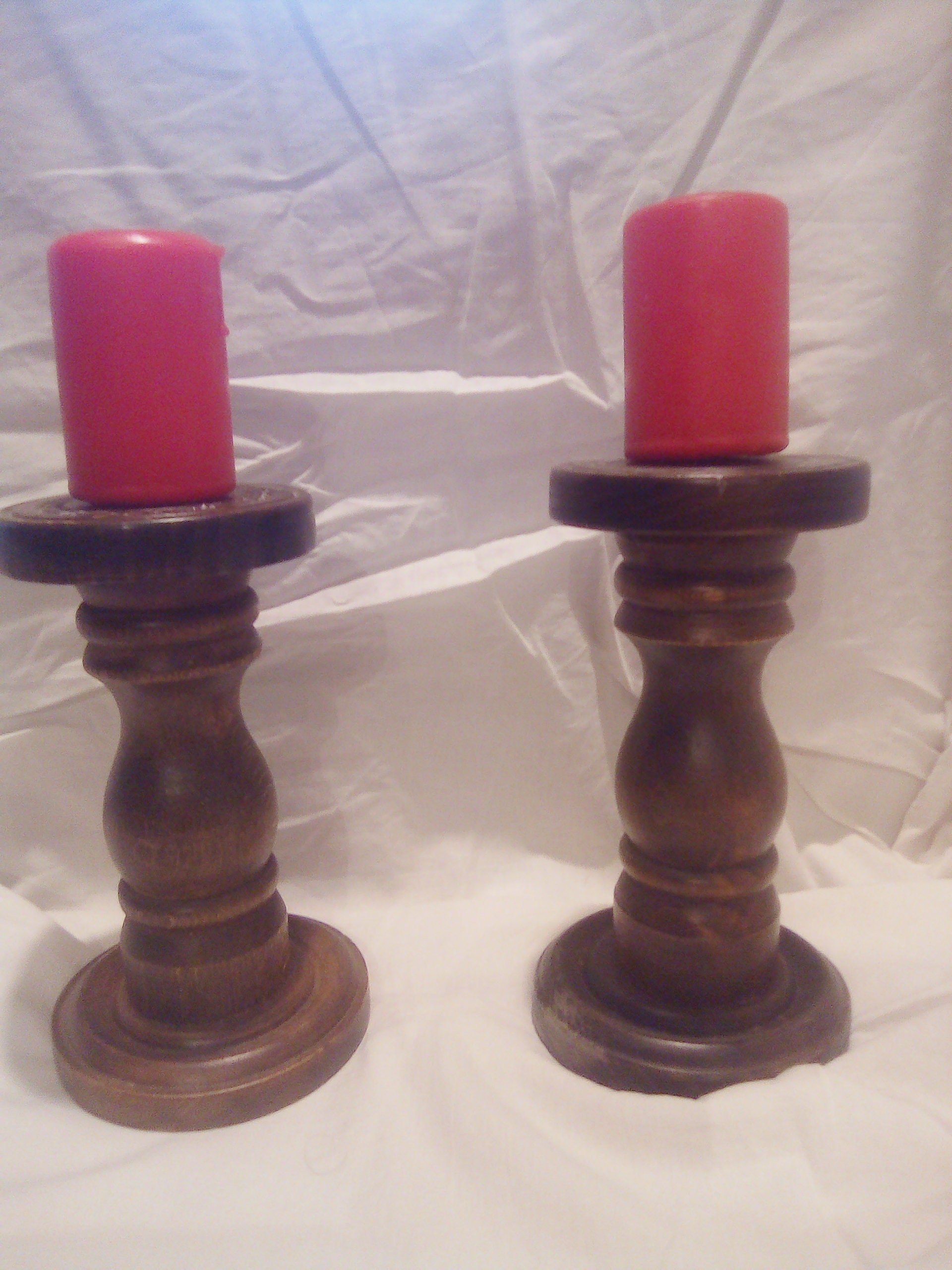 Paire de Chandeliers en Bois Français Faits à La Main