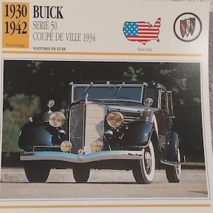 Buick Serie 50 coupe de ville  CLASSIC CAR  14x14cm photo décoration murale cadeau automobile carte de transport Litho vintage éphémères vtg