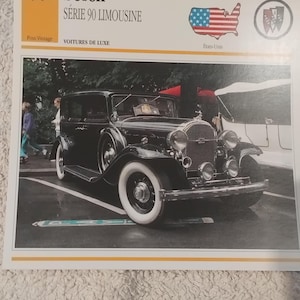 Buick Serie 90 Limousine 1932  CLASSIC CAR  14x14cm photo décoration murale cadeau automobile carte de transport Litho vintage éphémères vtg