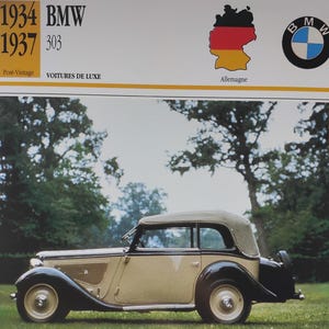 Carte photo de voiture de collection BMW vintage, spécification, image, automobile ancienne, cadeau de collection - carte française