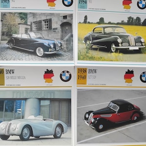 Carte photo de voiture de collection BMW vintage, spécification, image, automobile ancienne, cadeau de collection - carte française