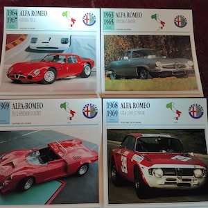 Carte photo vintage de 4 voitures ALFA ROMEO, automobile ancienne, cadeau de collection - Carte française