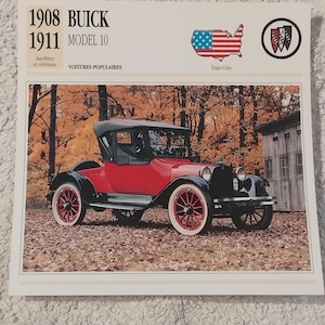 Buick Model 10 1908/11  CLASSIC CAR  14x14cm photo décoration murale cadeau automobile carte de transport Litho vintage éphémères vtg