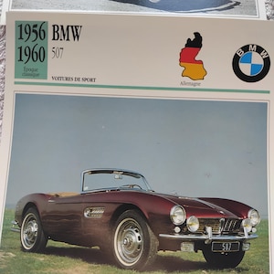 Carte photo de voiture de collection BMW vintage, spécification, image, automobile ancienne, cadeau de collection - carte française