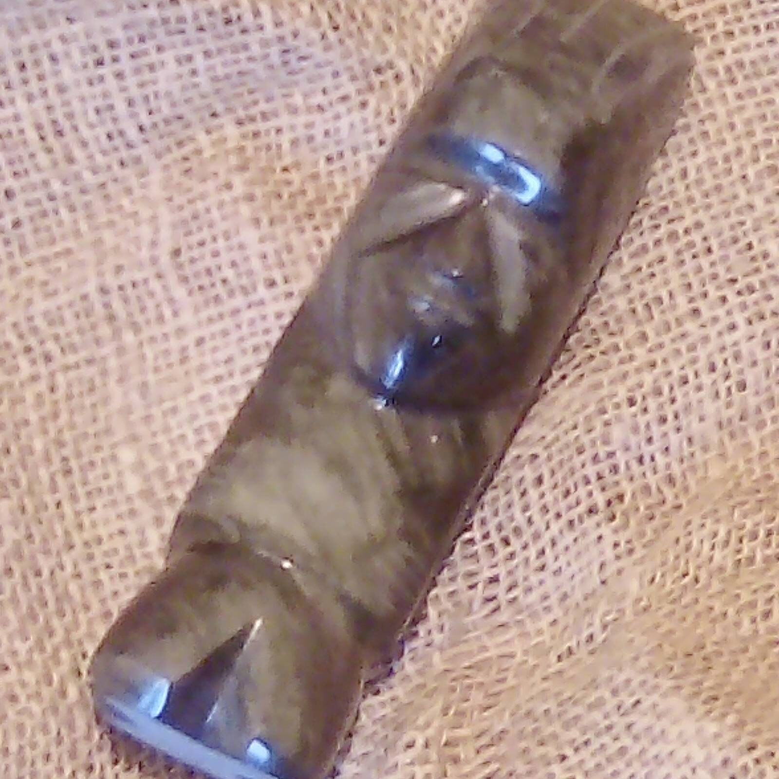 Mexicain Goldsheen Obsidian Staute/Guerrier Sculpture Maya à La Main Religieux Culte