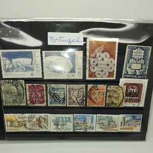 Colección de sellos postales USADOS, artículos coleccionables Portugal 17 sellos