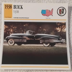 Buick Y Job 1938  CLASSIC CAR  14x14cm photo décoration murale cadeau automobile carte de transport Litho vintage éphémères vtg