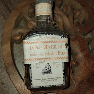Vintage geschliffene Glas flüssige Zahnpasta Flasche, Sammlerstück