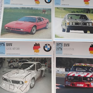 Carte photo de voiture de collection BMW vintage, spécification, image, automobile ancienne, cadeau de collection - carte française