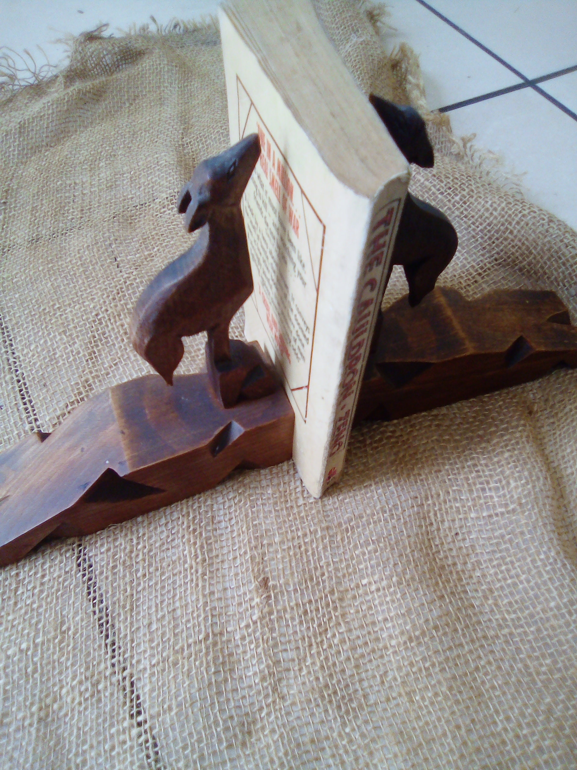 Serre-Livres en Bois de Cerf Vintage, Objets Décoration Français Faits à La Main