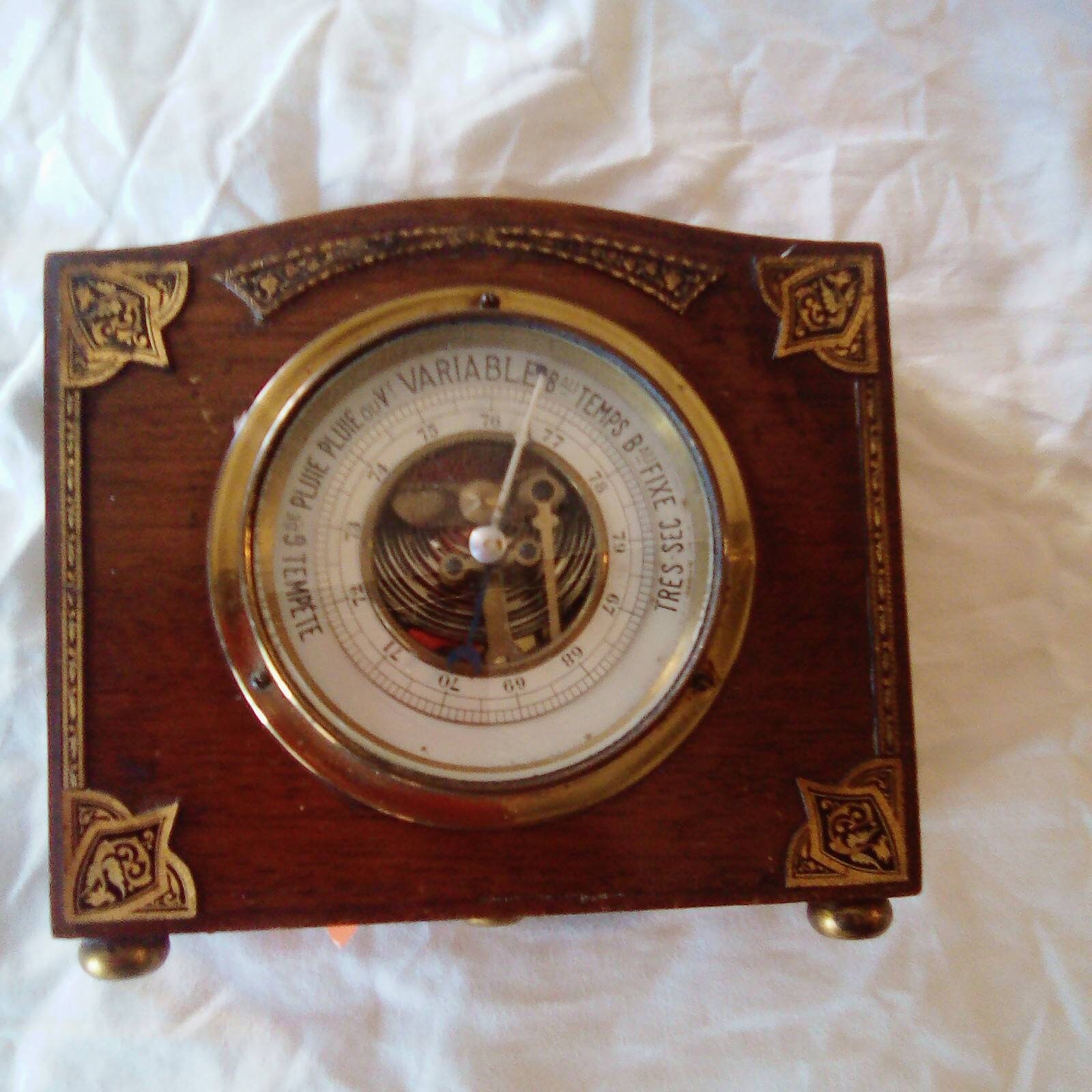 Mantel Vintage Français Baromètre, Boîtier en Bois Excellent État
