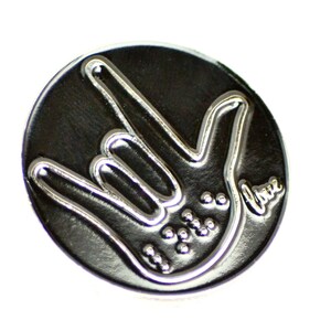 Braille Pin, Love Pin, Braille Gift, Sign Language Pin, I Love You Pin, Braille Jewelry, Sign Language Jewelry, Love Lapel Pin, ASL Pin