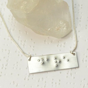 Custom Braille Necklace, Personalized Braille Jewelry, Embossed Braille Gift, Secret Message Necklace, Tactile Jewelry