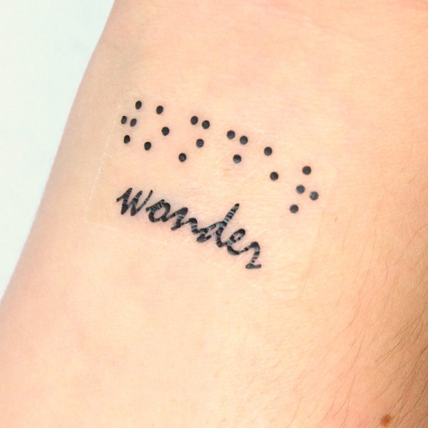 Wonder Braille Tattoo, Braille Temporary Tattoo, Wonder Tattoo, Fake Tattoo, Braille Gift, Unique Tattoo, Hipster, Motivational Tattoo, x3