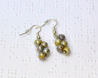 Earth Tone Earrings, Beaded Earrings, Cluster Earrings, Sage Earrings, Neutral Earrings, Grape Earrings, Versatile Earrings, Unique Earrings