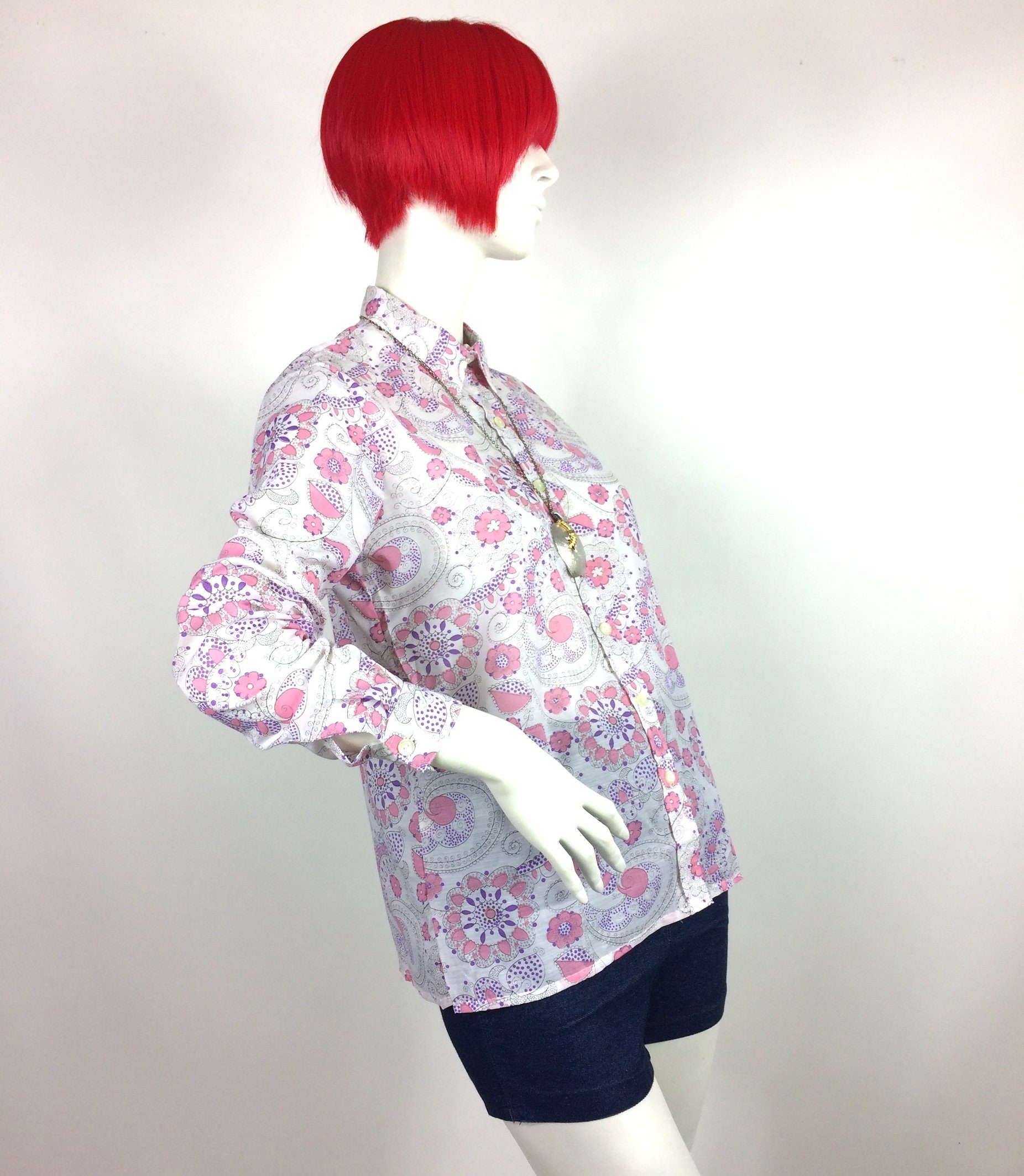1960s vintage Fairy Ring paisley shirt / Psych / Mod / Syd Barrett / S –  Top of the Shops Boutique