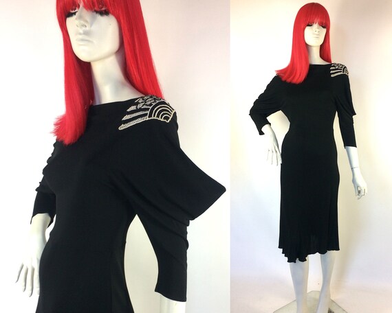 Janice Wainwright 1970s vintage slinky Deco dress
