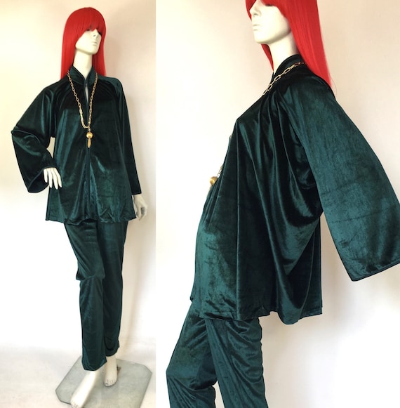 YUKI 1970s vintage liquid velvet ensemble drape ja
