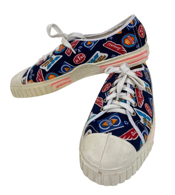 1960s / 70s vintage novelty Gas station print sneaker… Gem