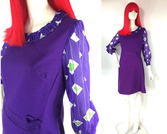 1960s purple Mod Go Go dress / Twiggy / Cilla / C