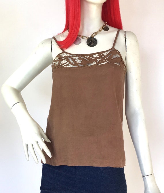 Vintage Gucci 1970s linen camisole top // Boho //… - image 2