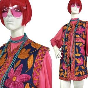 1970s true vintage 60s afghan waistcoat / boho / Lux Hippie / embroidered / Hippy vest