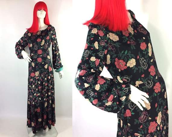 1970s vintage rose print gown by Rembrandt / maxi