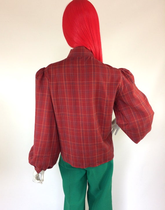 BURBERRY Vintage 1960s plaid wool ruffle blouse /… - image 10