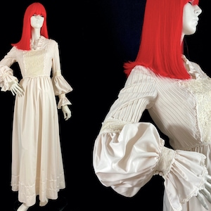 Vestido con mangas abullonadas y volantes en rosa ruborizado de Annie Gough en Gemini / Jane Austen / Gunne Sax