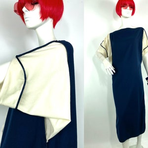 Janice Wainwright 1970s vintage wool sporty Deco dress / colour block / 30s 40s / Bill Gibb