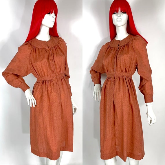 Cacharel 1970s wool midi shirt smock dress / Cott… - image 1