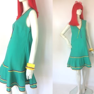 Vintage 1960s Dollybird drop waist summer dress  / Twiggy / twenties / nautical / sailor