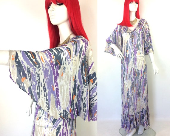 1960s vintage deco georgette gown / Bias cut / Abs