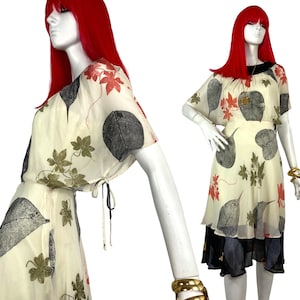 ARISTOS 1970s vintage 30s style floaty chiffon midi / Bill Gibb / Janice Wainwright