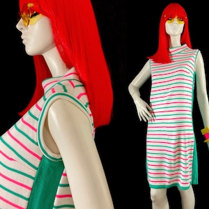 Susan Small 1960s vintage striped Mod dolly dress / Twiggy / Carnaby