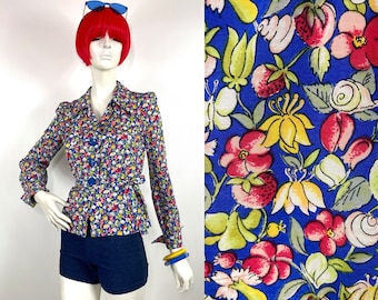 1970s vintage does deco 40s floral blouse  blouse / Rare print / Lee Bender / Bus Stop / Biba