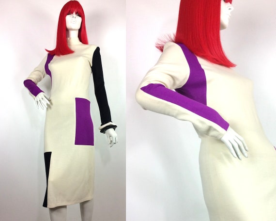 1980s vintage colourblock jersey Mod dress / Peggy