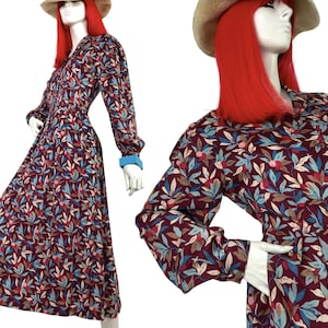 LIBERTY vintage wool dress / 40s style / berries / shirt dress / Made in England